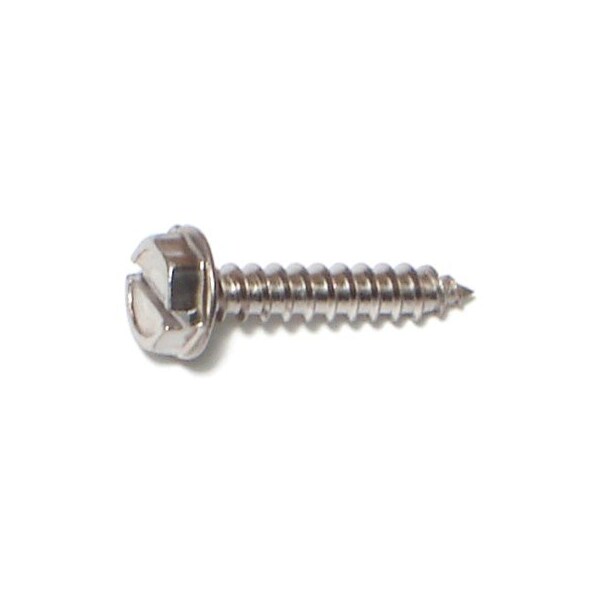 Midwest Fastener Sheet Metal Screw, #6 x 3/4 in, 18-8 Stainless Steel Flange Hex Head Slotted Drive, 100 PK 08167 - main